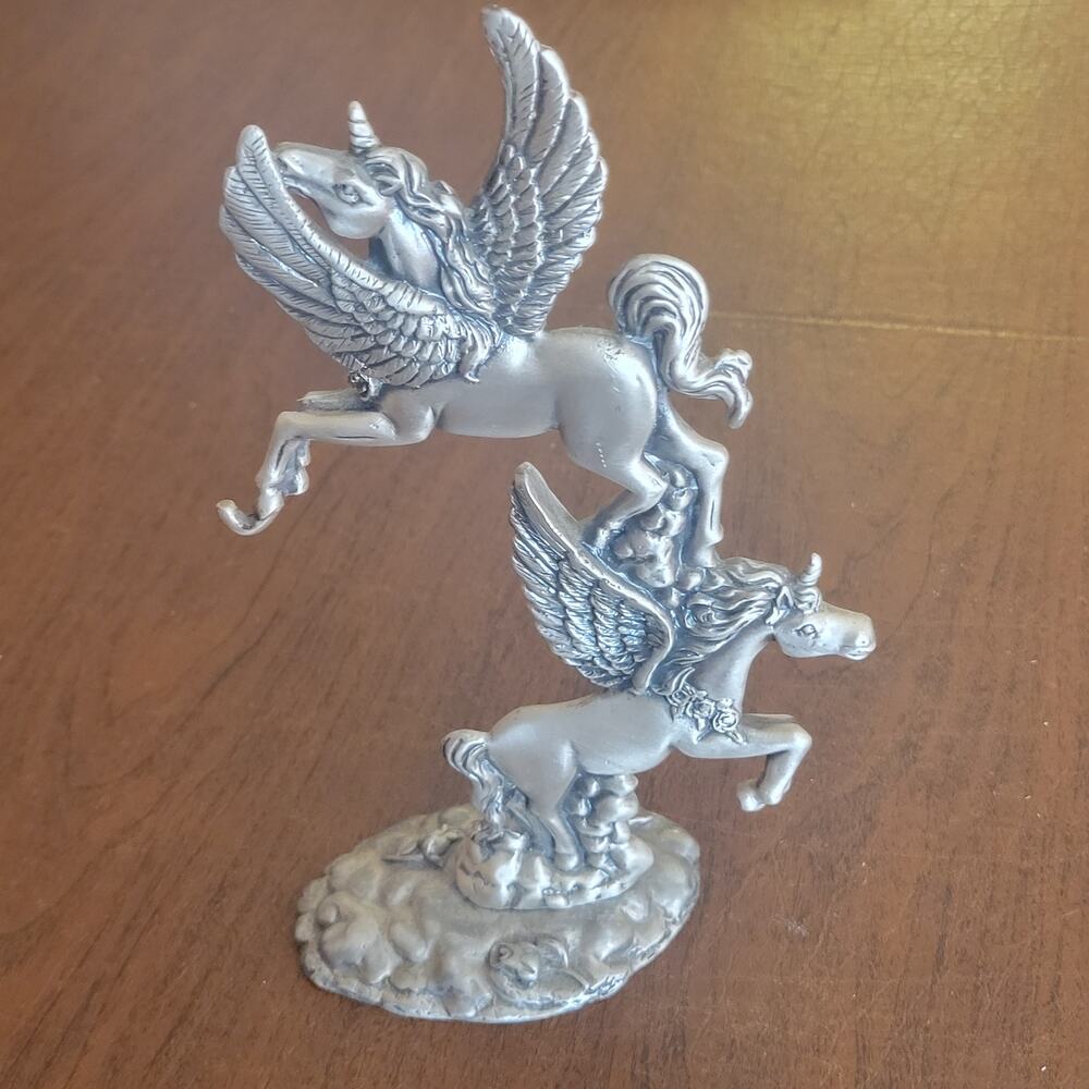 Vintage W.F. Cast Iron Dual Flying Pegasus Unicorn Figurine 9" tall